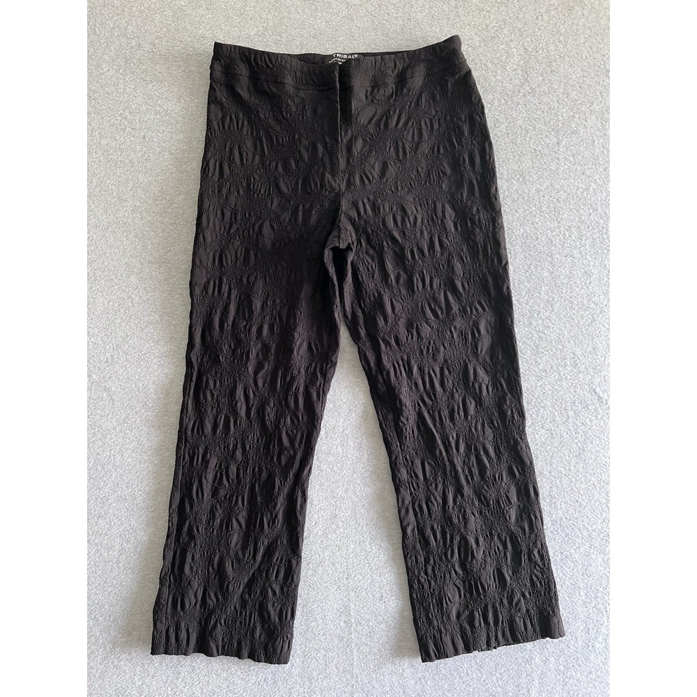 Tribal‎ Stretch Extensible Pants "Favorite" Black Floral Jacquard Dress Size 8